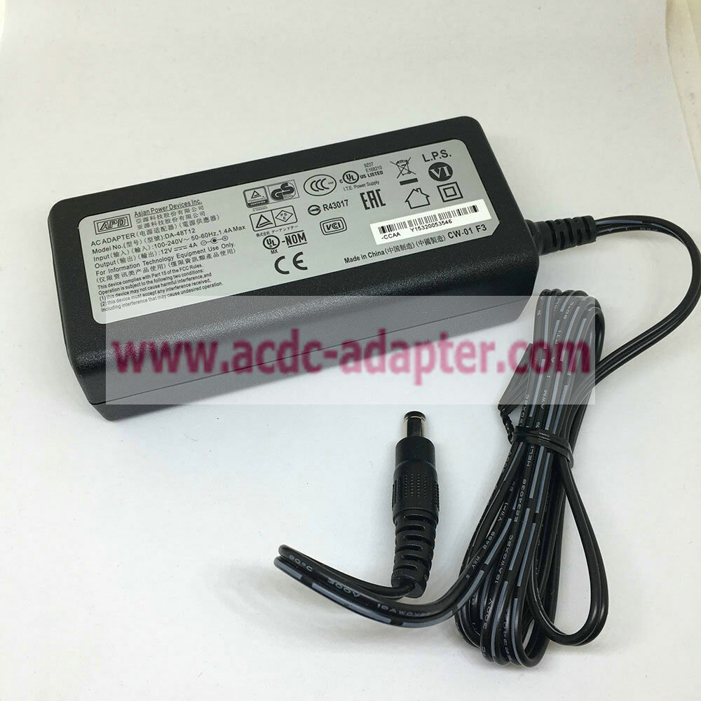 NEW APD Asian Power Devices Inc. DA-48T12 12V 4A AC Adapter 5.5*2.1mm NEW APD Asian Power Devices Inc. DA-48T12 12V 4A AC Adapter 5.5*2.1mm
